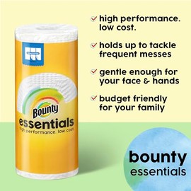 Bounty Essentials Select-A-Size - Toallas de papel, color blanco, 2 rollos triples = 6 rollos regulares (el embalaje puede variar)