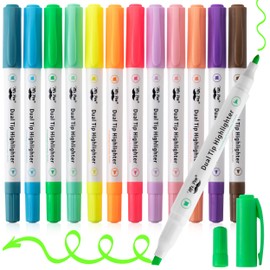 Mr. Pen- Dual Tip Highlighters, Pastel Colors, 12 Pack, Fine & Chisel Tip Assorted Colors, Markers for Journaling