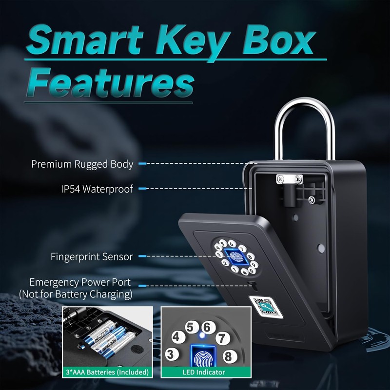 SFW NEW Smart Lock Box, Fingerprint Key Box Bluetooth Key
