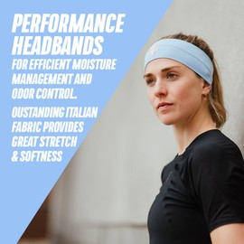 INCYLENCE Headband Slim Sports Headband for Men and Women Made of High-Quality Italian Fibres, Antibacterial Odourless, Spring, Summer, Autumn, Winter (Blue Light Pink)