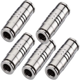 Utah Pneumatic Push To Connect Air Line Fittings 1/4"Od Union Straight Tube Connector Air Fittings Quick Connect Push Lock Fittings Air Bag Fittings Pneumatic Tube Fittings Plated Brass Push (5 Pack)