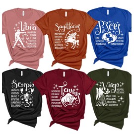 POSH SOIREE - Zodiac Horoscope Shirt, Astrology Tee, Women Tops, Birthday Gifts Tees, Personality Traits Of Each Zodiac Signs Shirt, Zodiac Signs Shirt (M)