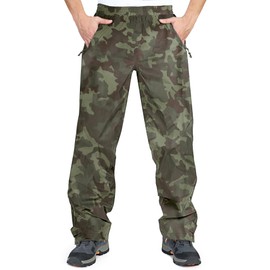 33,000ft Men's Rain Pants, Waterproof Rain Over Pants, Windproof Outdoor Pants for Hiking, Fishing Camouflage