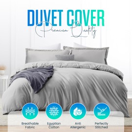 Linens World 200 Thread Count 100% Egyptian Cotton Duvet Quilt Cover Bedding Sets with Pillow cases (White, Single)