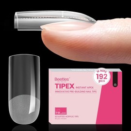 Beetles Tipex Instant Apex Nail Tips Thick Acrylic Nail Set for Flat Nails Manicure Stiletto Square Almond Coffin Nail Tips Nail Art DIY Gift for Women #TikTokShopBacktoSchool:_Tipex Medium Square 16 Sizes 192Pcs（NO GLUE&Lamp）