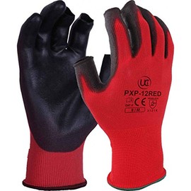 UCi PXP-12-RED PU Palm Coating 13 Gauge Partially Fingerless Grip Gloves Lightweight Dexterity - Red (10 / XL)