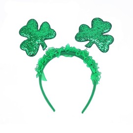 Totelux St. Patrick's Day Headband Glitter Sequins Shamrock Hair Band Green Clover Hair Accessories for Women Girls Irish Festive Cosplay Costume Parade Party Decoration Supplies