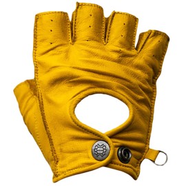 Mycl Turell Easy Rider Half Fingers Leather Motorcycle Gloves Men's Genuine Leather Gloves Men's Motorcycle Leather Motorcycle Gloves Without Fingers Fingerless (Yellow, 5XL)