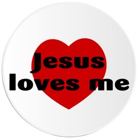 Jesus Loves Me - 3 Pack Circle Stickers 3 Inch - Christian Christ Religious