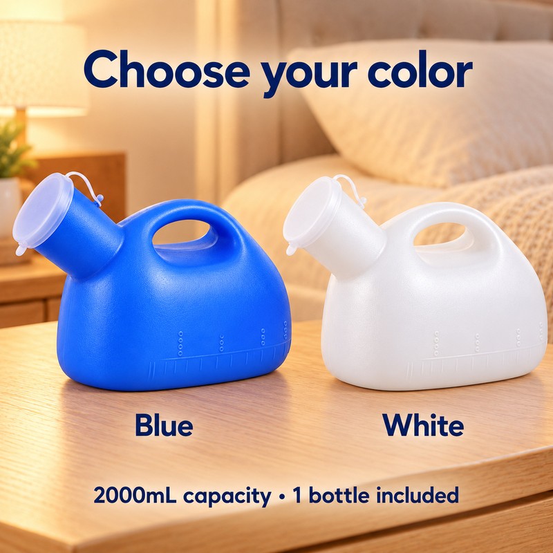 Portable Male Urinal Bottle – 2000mL with Lid and Handle