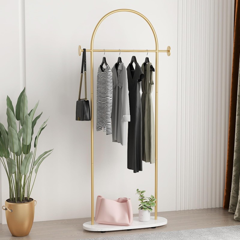 KADIGANG Gold Clothing Rack, Modern Clothes Rack with Shelf, Heavy
