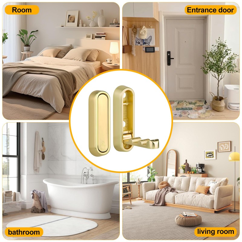 Yuyueda 4 Pcs Foldable Wall Hook,Folding Hooks Heavy Duty,Gold Coat