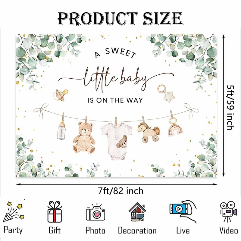 Joliaco Clothes Baby Shower Backdrop Green Eucalyptus Baby Shower Background