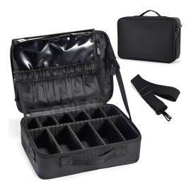Estuche De Maquillaje De Viaje Profesional Con Divisores L Negro