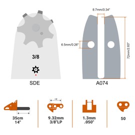 Savior 14 Inch Chainsaw Bar and S50 Chain Combo, 3/8"LP Pitch .050" Gauge 50 Drive Links Replace Oregon 105667 140SDEA074 Bar, Fit Stihl MS170, MS180, MS180C and More(3 Chains + 1 Bar)