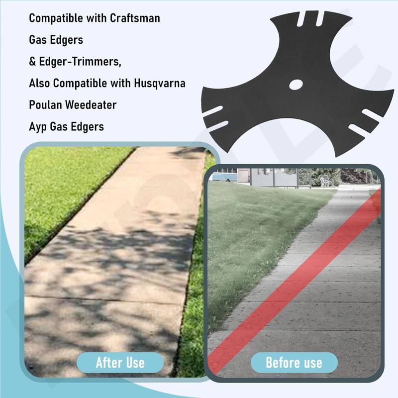 2 Pack 71-85716 3-Point Edger Blade (9" Length 1/2" Center