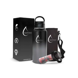 Aquafault 32oz Infuser Water Bottle - BPA-FREE, Leak-Proof, Easy to clean, Reusable Sports Bottle for Fruit, Ideal for Gym, Travel & Outdoor Use (Classic Black/Ocean Blue/Flamingo Pink)