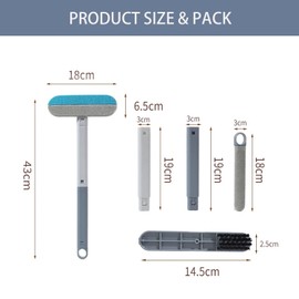 Tierhaarentferner Langen Griff,fusselbürste tierhaare,katzenhaarentferner,hundehaare entfernen,Multifunktionaler Reinigungsbürste Geeignet für Fenster, Teppiche, Kleidung