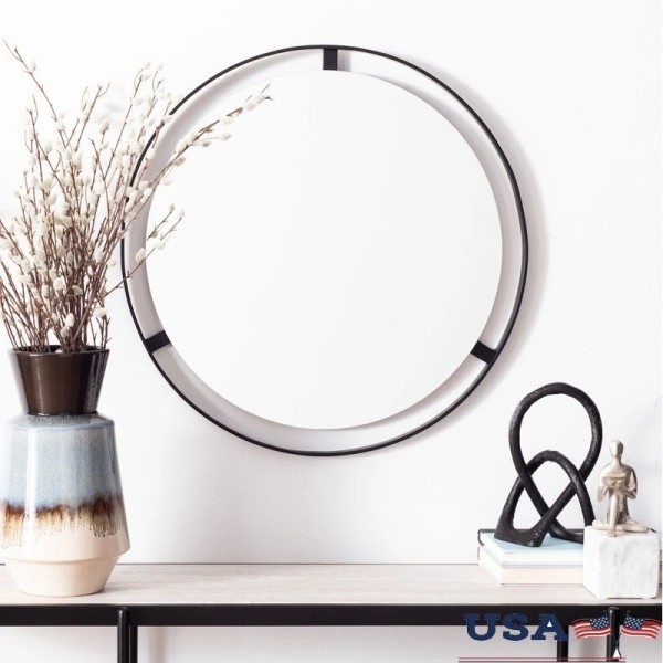 Unbranded Modern Round Mirror Elegant Home Wall Decor Easy Mounting
