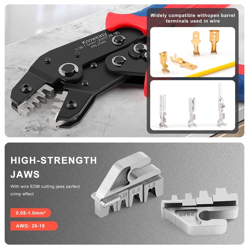 Knoweasy KN-2549 Precision Crimper Tool - Compatible with JST, Molex,