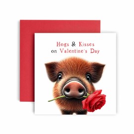 Huxters Valentines day card for Boyfriend and Girlfriend Wife Husband Hogs and Kisses - Card for - 14.8cm (Valentines)