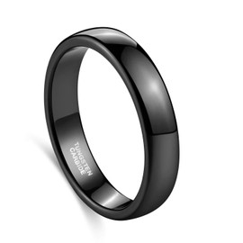 Zakk Women's and Men's Black Tungsten Narrow Plain Polished Ring Engagement Rings Wedding Rings Partner Rings 2 mm 4 mm 6 mm 8 mm, Tungsten Carbide