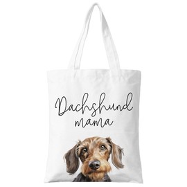 ZYQFN Dachshund Mama Canvas Tote Bag for Women, Dogs Lover Gift for Dog Mom, Birthday Christmas Cute Dachshund Gifts For Women, Tote Bag for Work College Travel. (029)