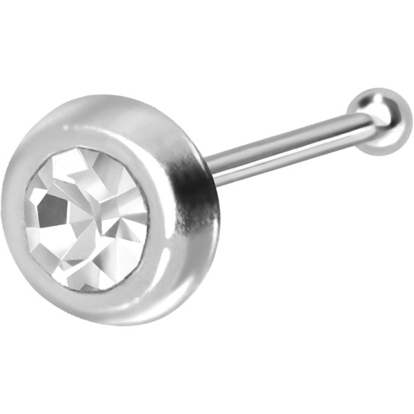 PIERCINGLINE 925 Sterling Silver Nose Piercing | Round Crystal |