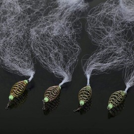 Nylon Fishing Cast Mesh, Durable Copper Feather Fishing Net with Luminous Beads Accessories for Night Fishing Multilayer Spring Fishing Net with Luminous Beads for Swarm River (8 Mesh)