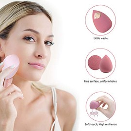 Juego de 4 esponjas de maquillaje para licuadora, esponja de belleza profesional, mezcladora con funda para huevos y 1 soporte, impecable para crema, polvo y líquido