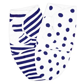 Swaddle Blanket, Adjustable Infant Baby Swaddling Wrap Set of 4, Baby Swaddling Wrap Blankets for Boys and Girls Made in Soft Cotton, by BaeBae Goods (Navy Elephants, 0-3 Months)