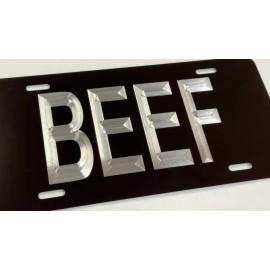 Diamond Etched Products 🔥REFLECTIVE🔥 Diamond Etched Engraved BEEF Car Tag Front Vanity License Plate