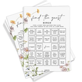 Find The Guest Bingo Game Cards, Bridal Shower Games, Baby Shower Bingo, Wedding Game, 50 Cards - Wildflower