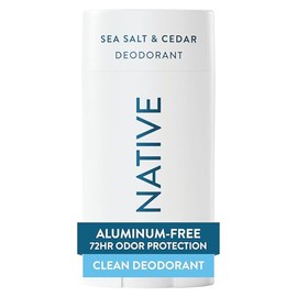 Native Deodorant - Desodorante natural para hombres, desodorante sin aluminio, con bicarbonato de sodio, probióticos, aceite de coco y manteca de karité | Sal marina y cedro
