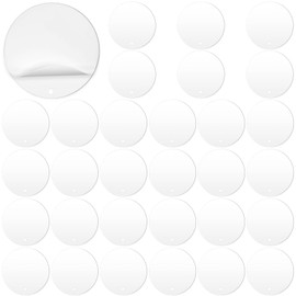 Keadic 30Pcs Acrylic Keychain Blanks, Round Sheets with Holes Clear Acrylic Ornament Blanks Round Blank Discs with Hole Acrylic Circle Clear Blank Discs with Hole for DIY Craft(88mm)