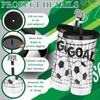 Domensi 12 Pcs Soccer Plastic Tumbler with Lid and Straw