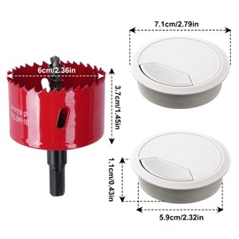 HO2NLE Pack of 10 Plastic Cable Grommet Desk 60 mm Cable Pass with Hole Saw Cable Cover Round Cable Box Table Guide for Table Office Worktops White