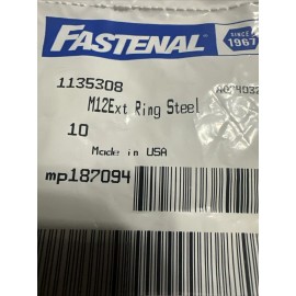 StrongHold M12 Carbon Spring Steel Phosphate DSH(DIN Shaft) Ext Retaining Ring #12 QTY 10