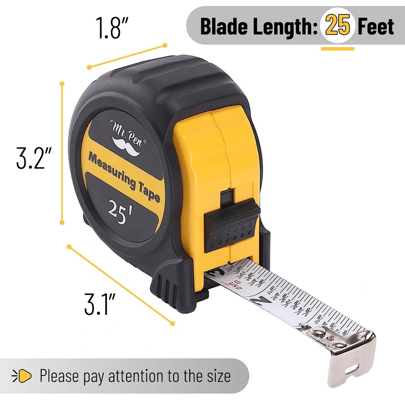 Mr. Pen- Tape Measure, 25-Foot, Steel Retractable Tape Measure with