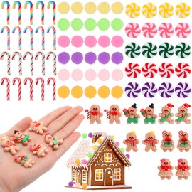 JolliLudo 92 Pcs Mini Christmas Candy Canes for Crafts Plastic Christmas Fake Candy Decor Gingerbread Man Rainbow Peppermint Gumdrops Ornaments for Xmas DIY Craft Party Decor Supplies
