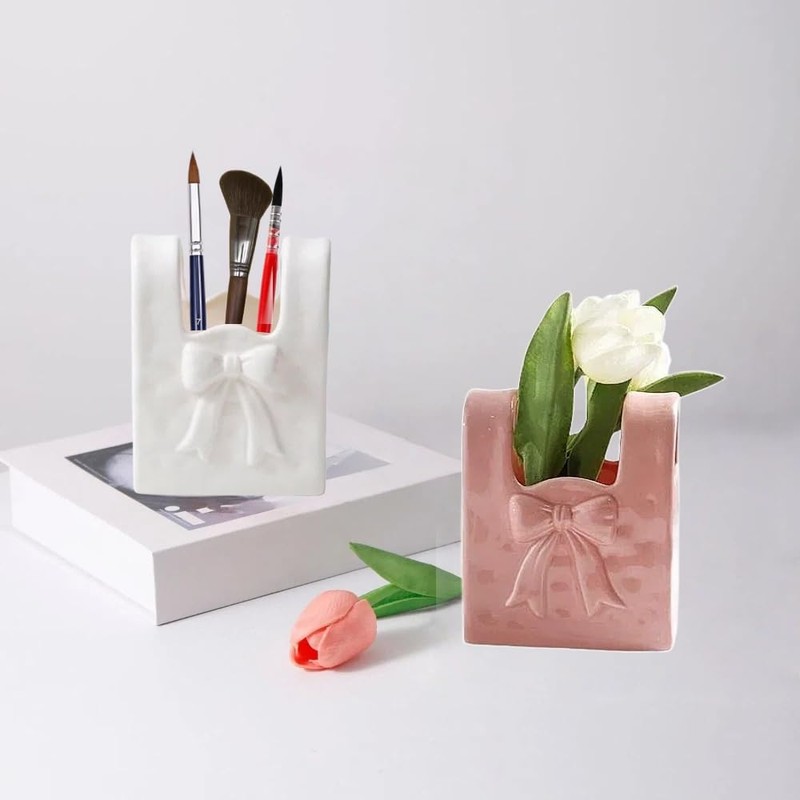 Babluble Ceramic Paint Brush Holder, Countertop Organizer,Ceramic T-shirt Bag Sharp