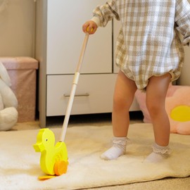 Jaques of London Waddles the Duck Wooden Push Along Toy for Toddlers | Walking Duck Push Toy for 1 Year Old | Classic Wooden Duck Toy | First Birthday Gift for Boys and Girls | Since 1795
