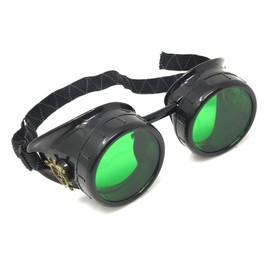 Steampunk Victorian Goggles Rave Glasses, Sleek and Stylish Industrial, Emerald Green Lenses