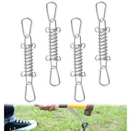 Tension Spring 4 Pieces Spring with 8 Carabiners Tension Spring Awning Stainless Steel Tension Spring Attachment for Camping Awning Attachment Awnings