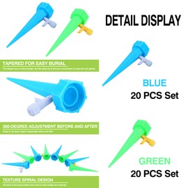 Generic 40 Pack Self Watering Spikes for Plant,Indoor & Outdoor Automatic Plants Waterer,plug-in device with adjustable valve switch, self watering planter insert (20 blue+20 green)