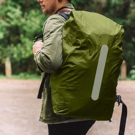 TAGNEFLOR Funda Impermeable para Mochila,2 Fundas Impermeables para la Lluvia para Mochila con Tira Reflectante,para Campismo,Ciclismo al Aire Libre,Senderismo,montañismo (Negro+Verde Oscuro)