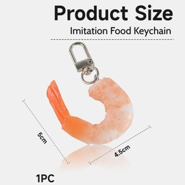 GlamRays Imitation Food Keychain Funny Keychain Shrimp Keychain for Handbag Purse Car Accessories, orange, L