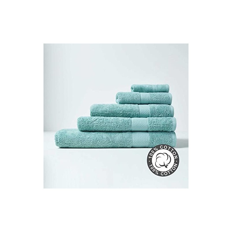 HOMESCAPES Sea Green Turkish Cotton Guest Towel Super Soft Thick