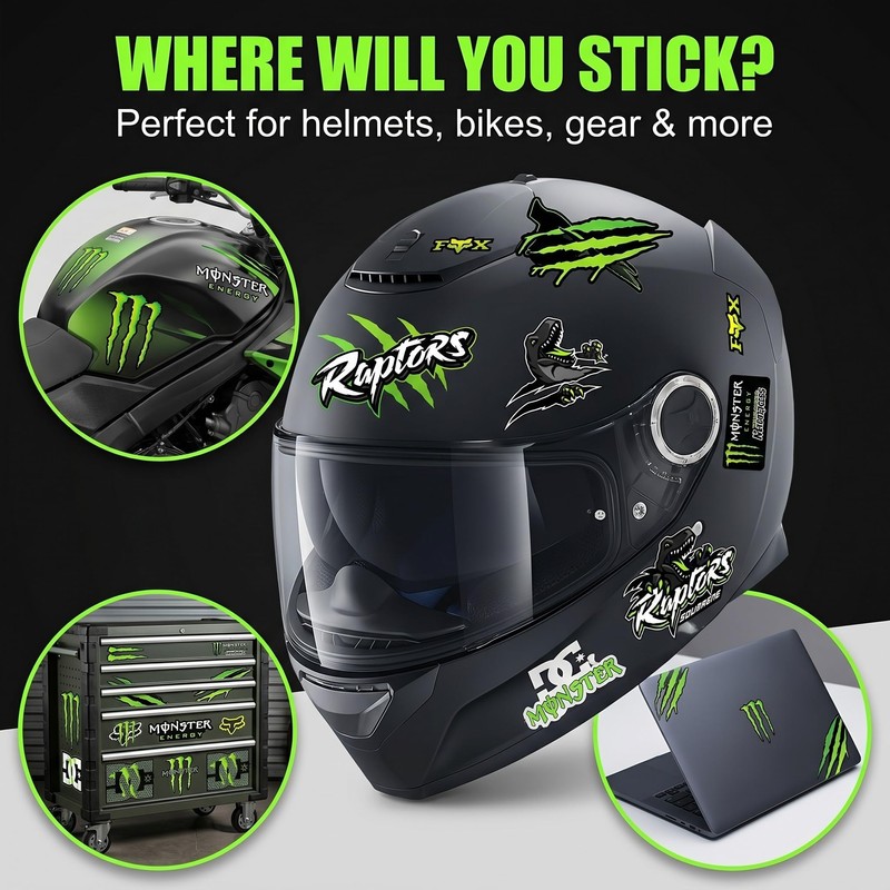 4 Pezzi Adesivi Moto Universali, Sticker Moto Impermeabili per Casco