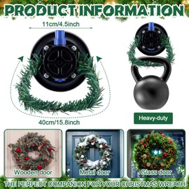 Amyhill 1 Pcs Christmas Wreath Hanger 4.5 Inch Vacuum Mount with a Flexible Wire Heavy-Duty 50 lb Capacity Removable and Reusable Especially Suitable for Hanging Christmas Wreaths